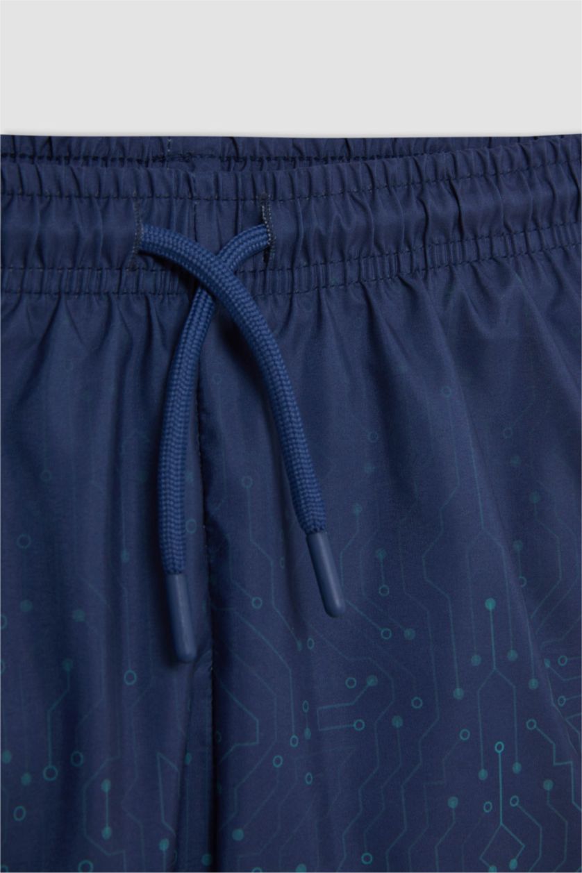 Erkek Çocuk - Genç Erkek Lacivert Erkek Çocuk 2'li Takım Baskılı Kısa Kollu Tişört Deniz Şortu