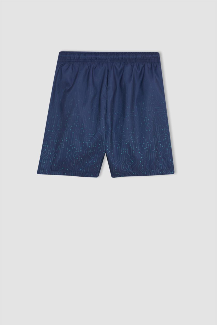 Erkek Çocuk - Genç Erkek Lacivert Erkek Çocuk 2'li Takım Baskılı Kısa Kollu Tişört Deniz Şortu