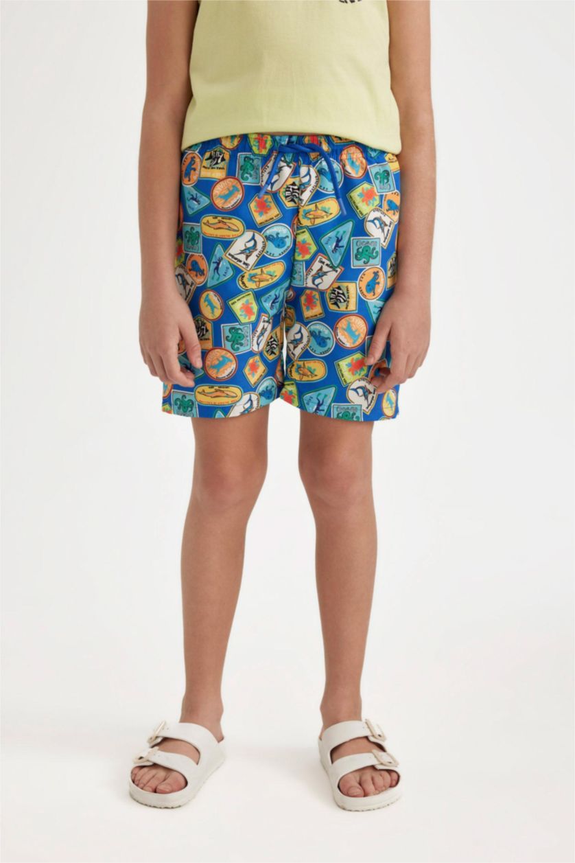 Erkek Çocuk - Genç Erkek Royal Desenli Deniz Şortu Erkek Çocuk