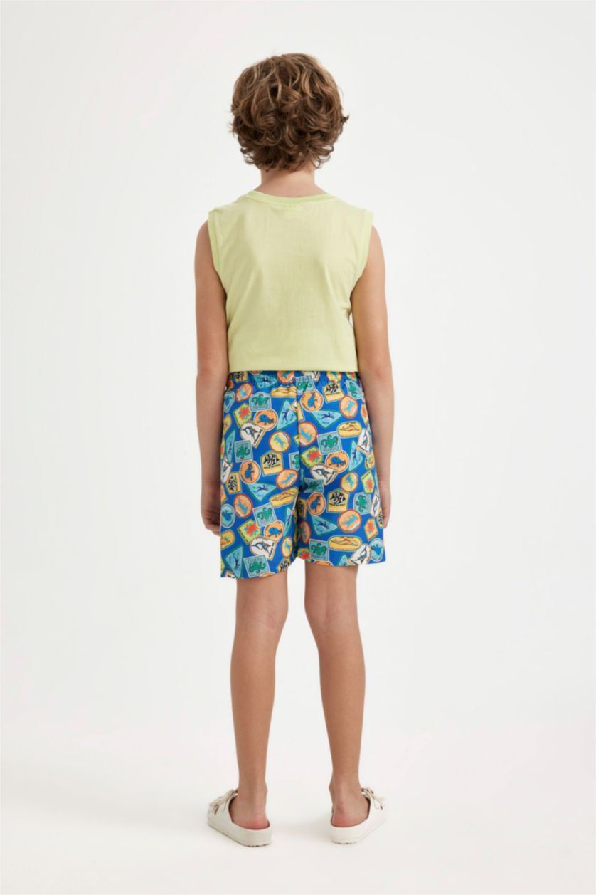Erkek Çocuk - Genç Erkek Royal Desenli Deniz Şortu Erkek Çocuk