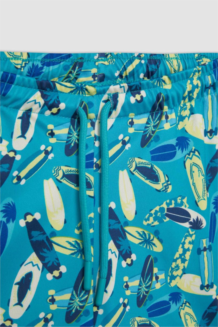 Erkek Çocuk - Genç Erkek Açık Yeşil Erkek Çocuk Desenli Mayo