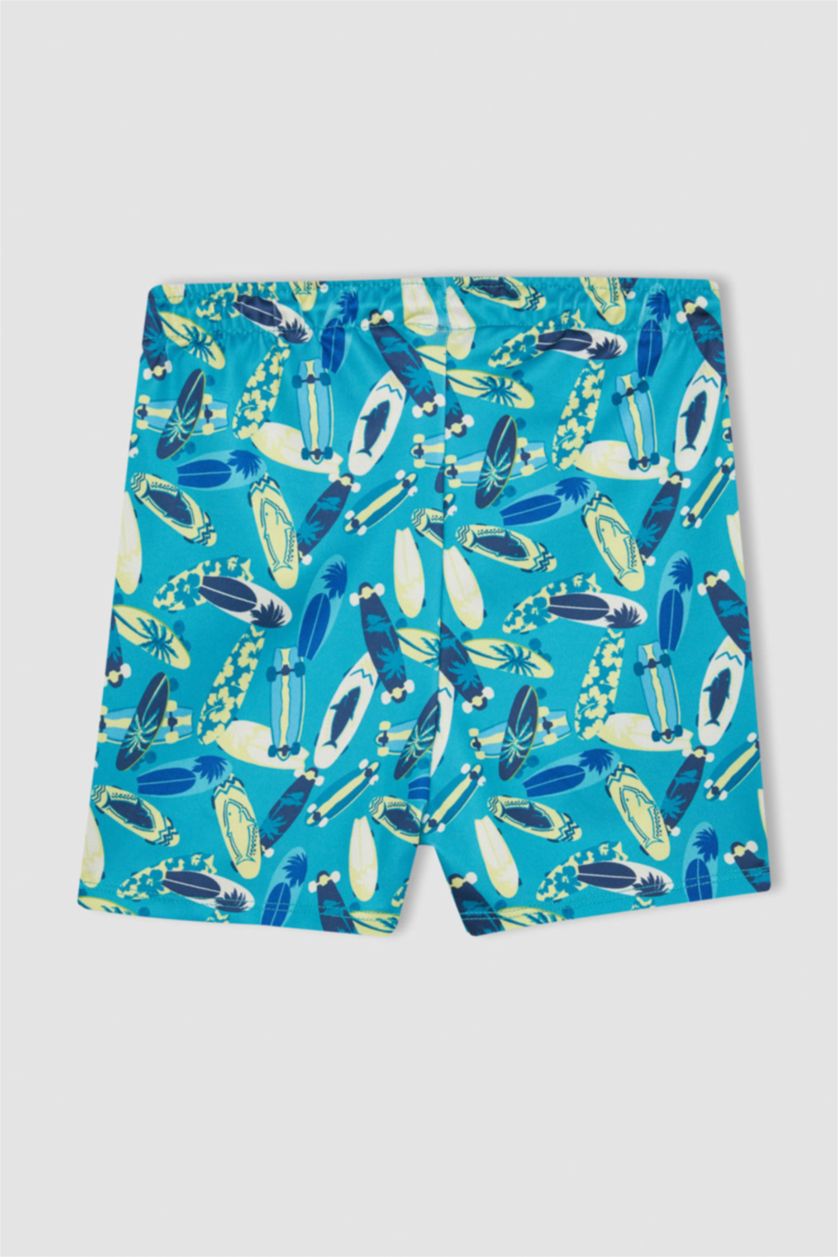 Erkek Çocuk - Genç Erkek Açık Yeşil Erkek Çocuk Desenli Mayo