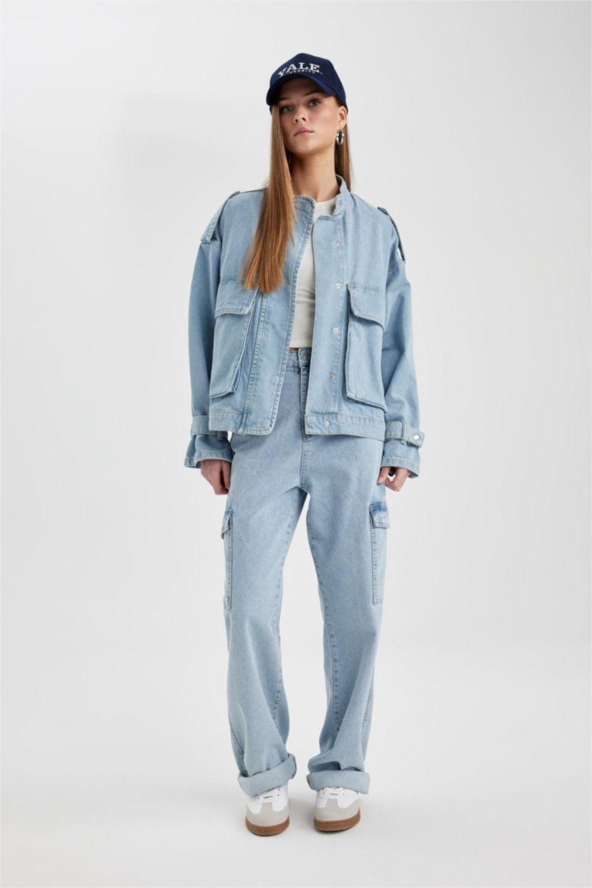 Kadın Mavi Oversıze Jean Ceket
