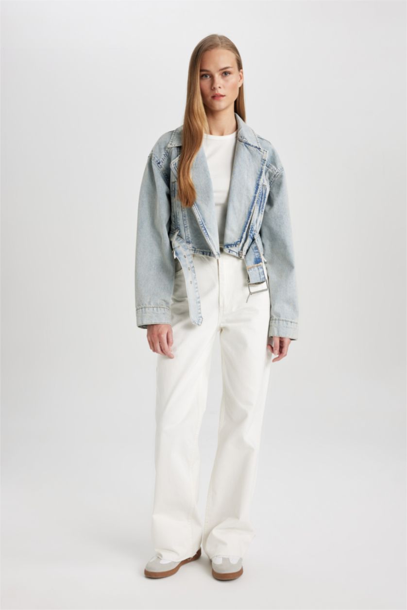 نساء أزرق جاكيت جينز بايكر