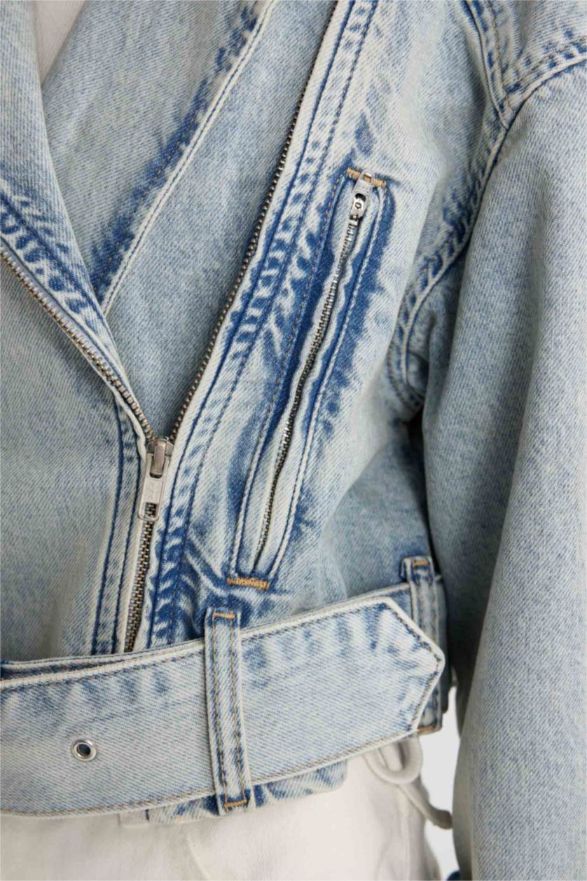 نساء أزرق جاكيت جينز بايكر