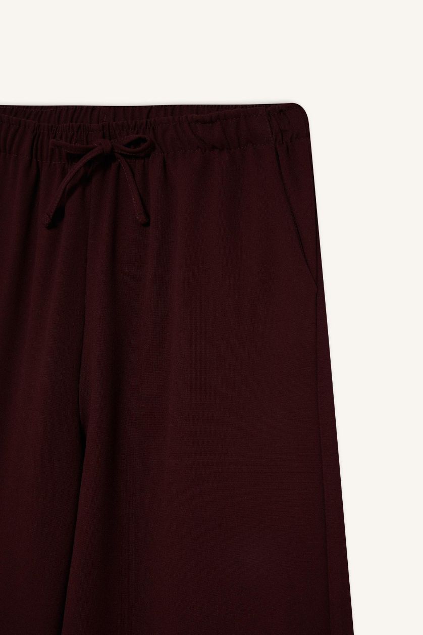 نساء خمري سروال وايد ليج