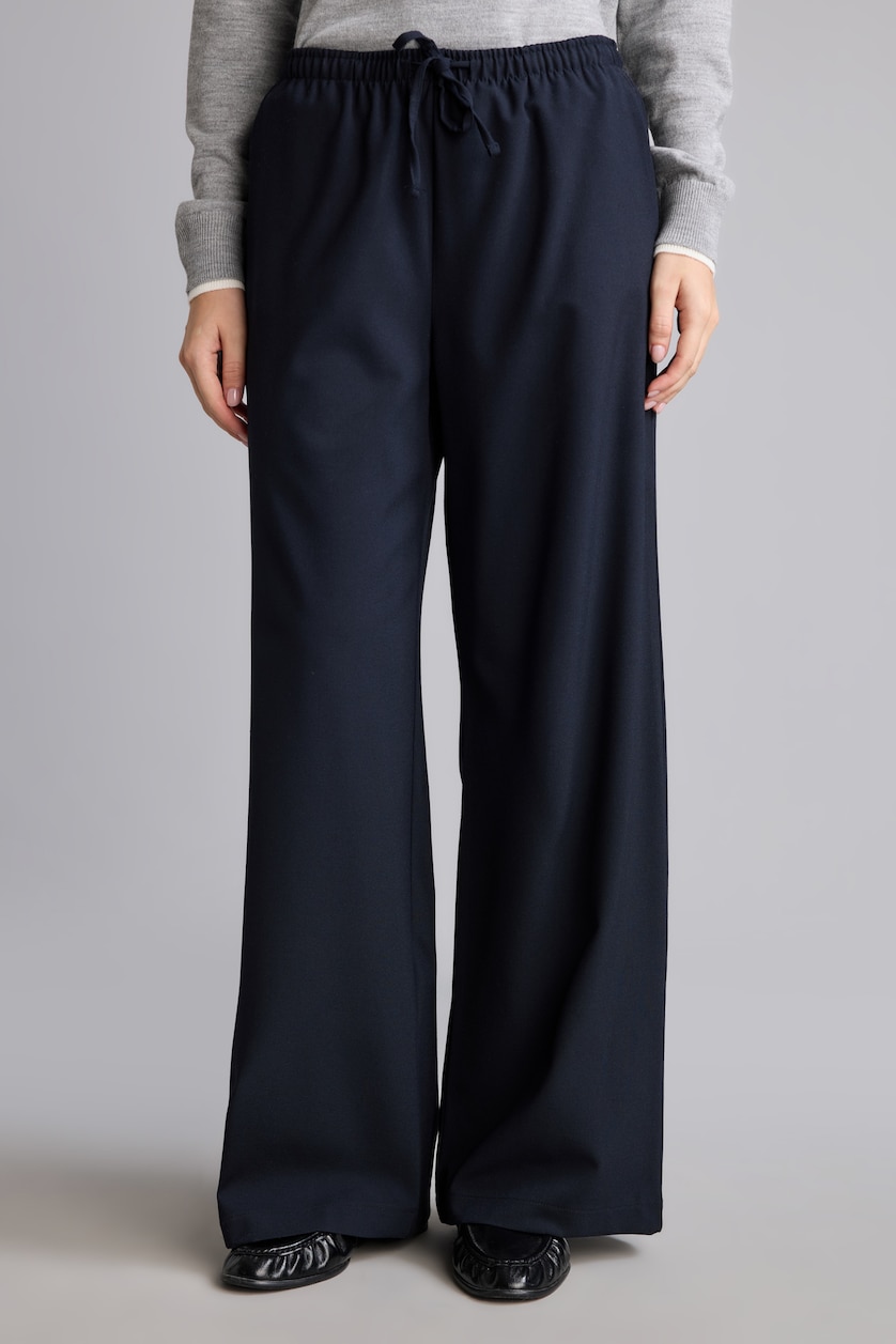 WOMAN NAVY Normal Waist Wide Leg Trousers