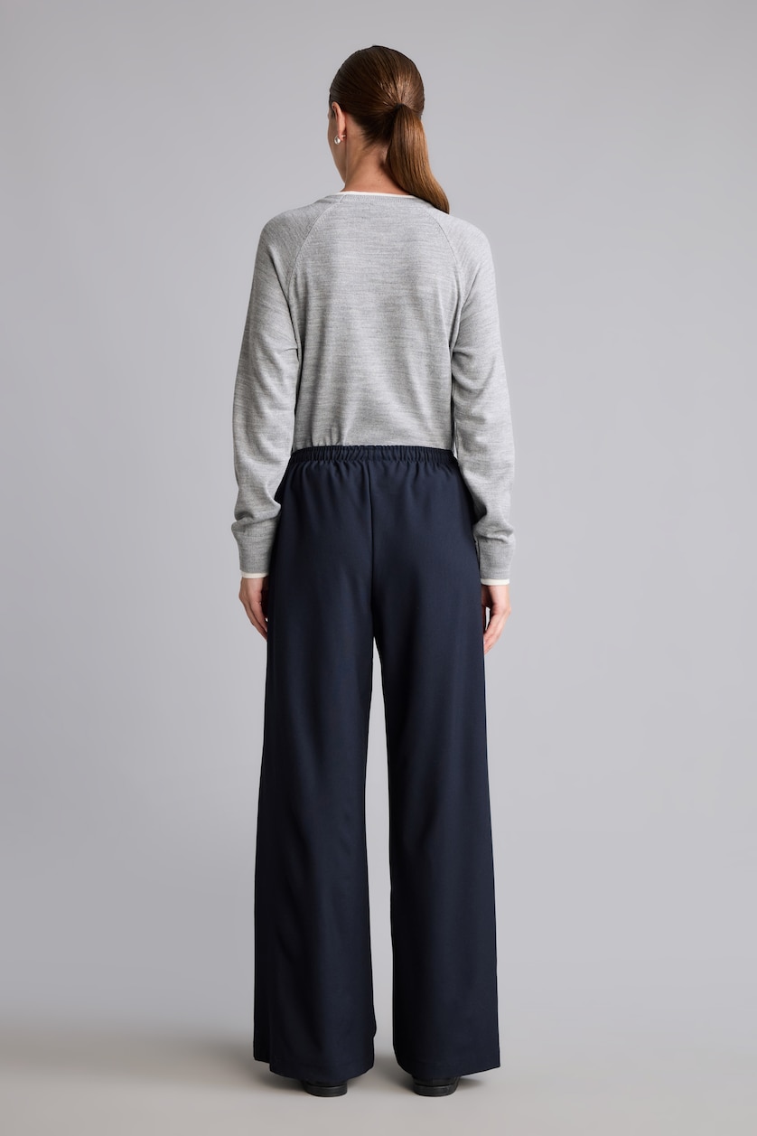 WOMAN NAVY Normal Waist Wide Leg Trousers
