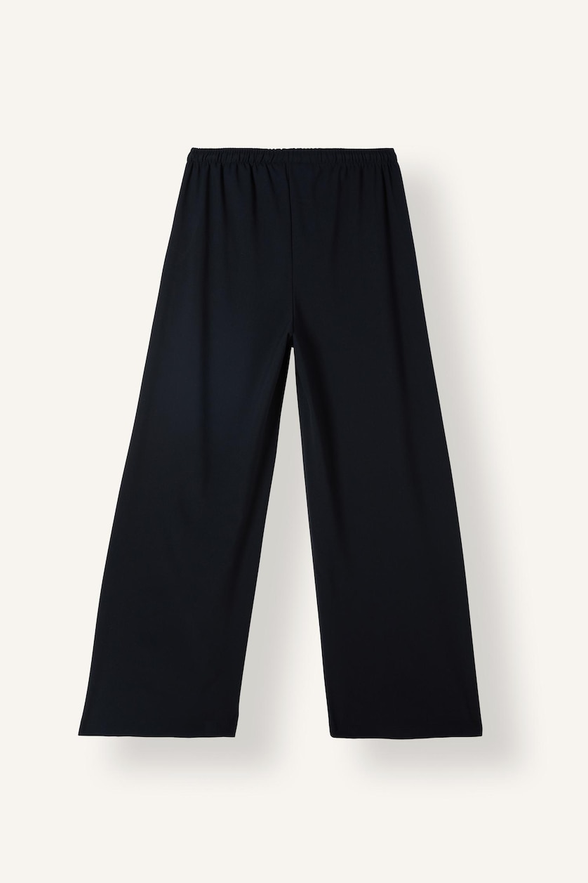 WOMAN NAVY Normal Waist Wide Leg Trousers