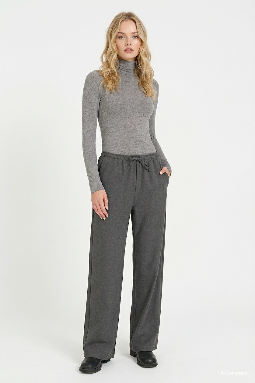 WOMAN Anthracite Wide Leg Double Pocket Trousers