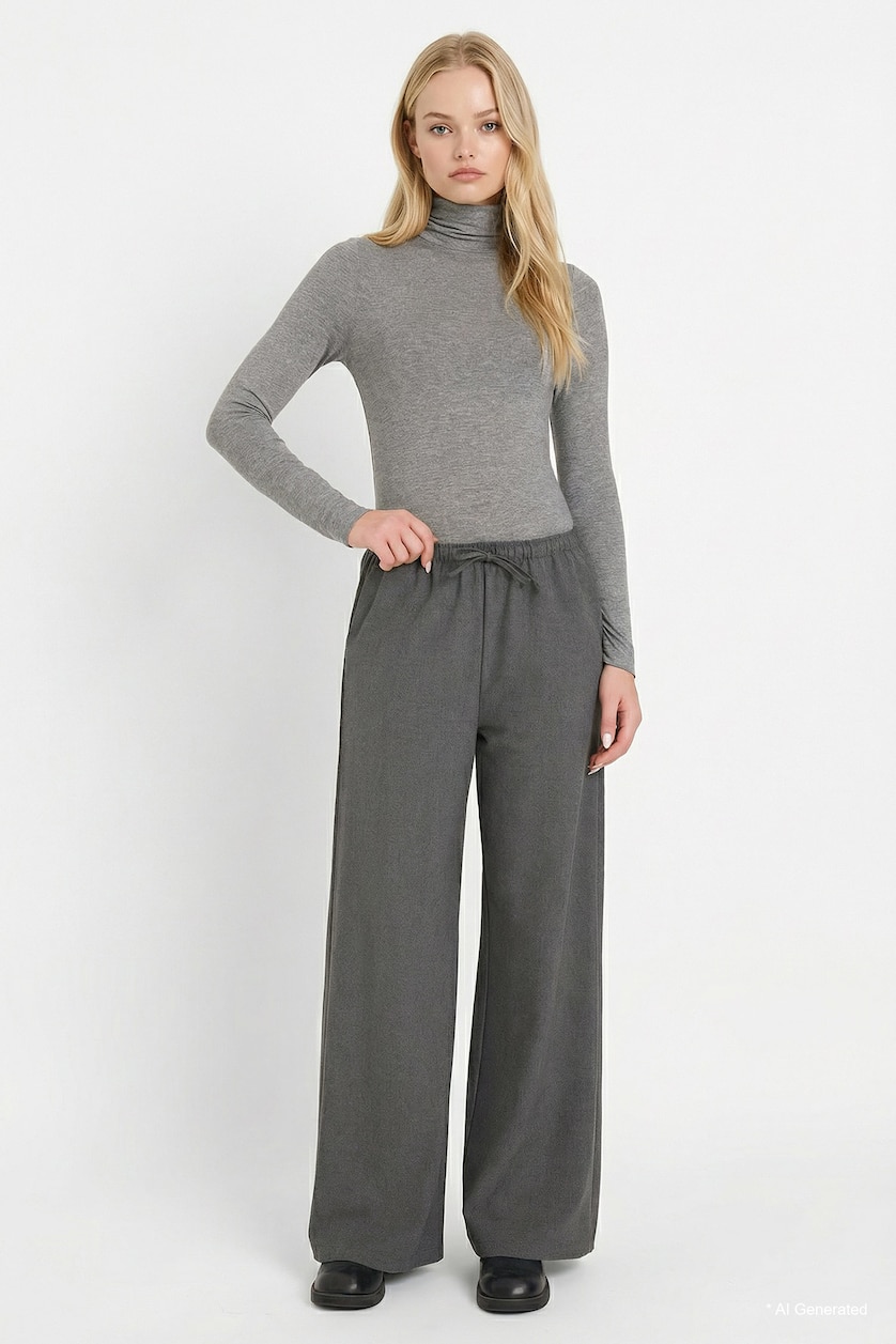 WOMAN Anthracite Wide Leg Double Pocket Trousers