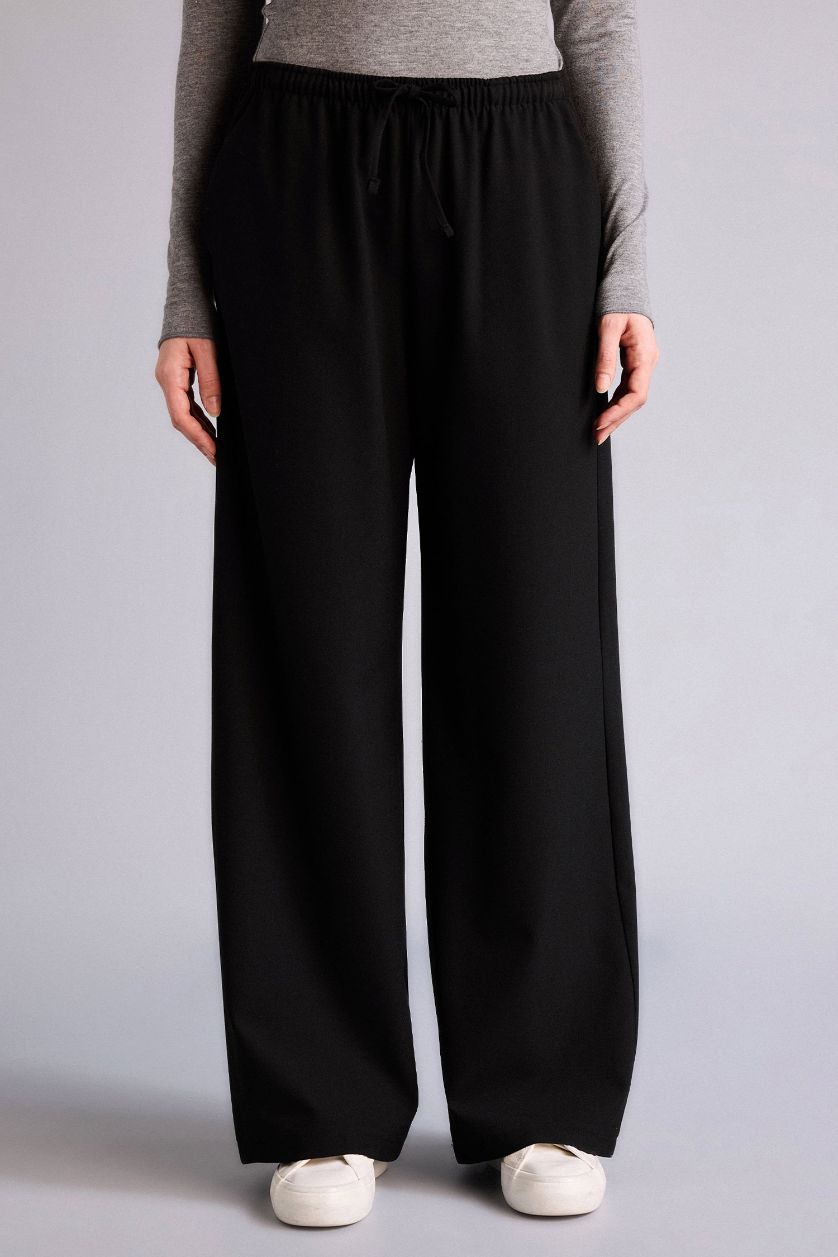 Женщины Черный Тканевые брюки палаццо Wide Leg