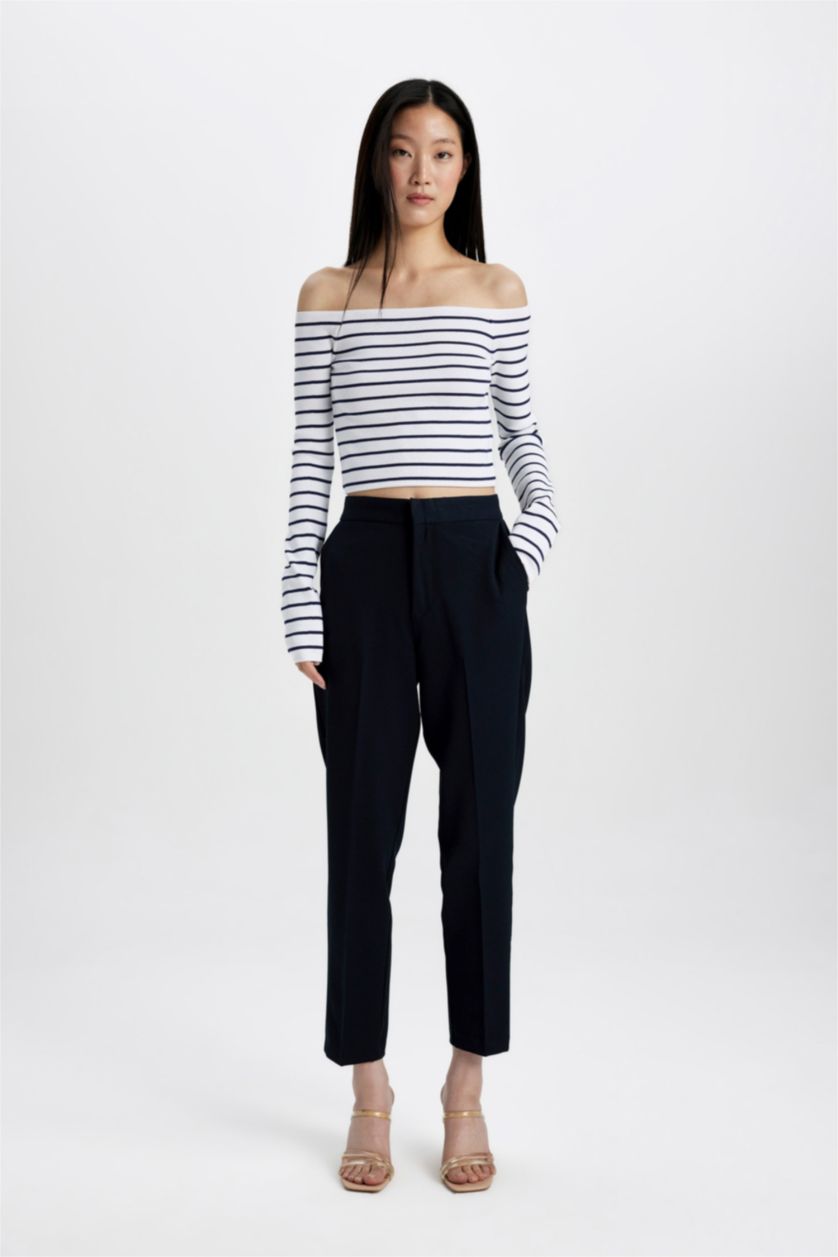 WOMAN NAVY Normal Waist Trousers