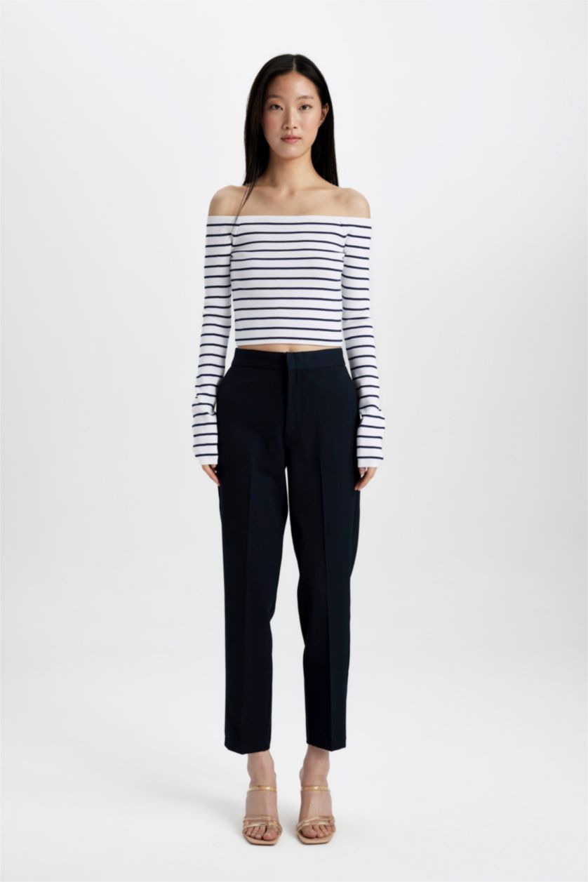 WOMAN NAVY Normal Waist Trousers