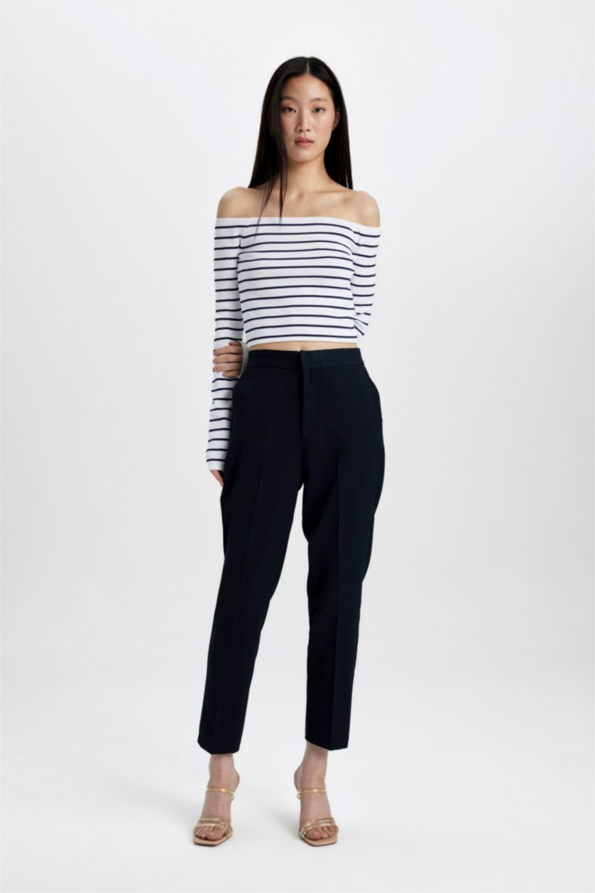 WOMAN NAVY Normal Waist Trousers