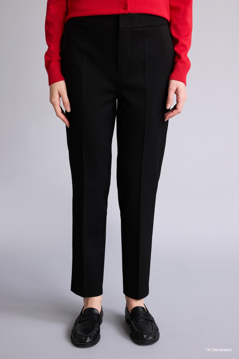 Woman Black Normal Waist Trousers