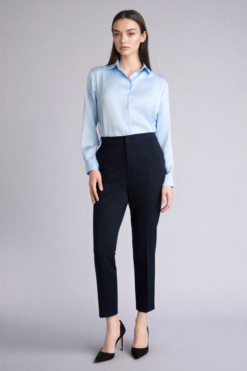 Woman NAVY Regular Hem Trousers