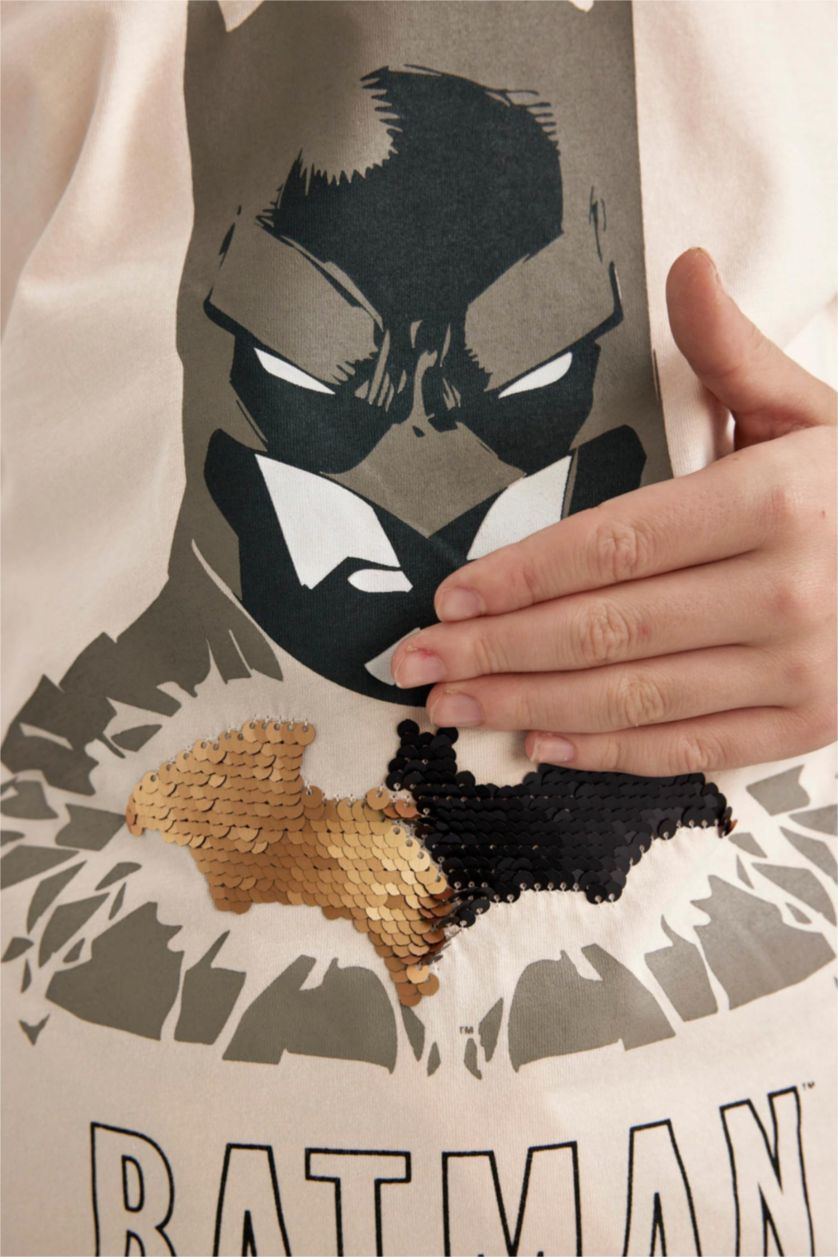 Erkek Çocuk - Genç Erkek Açık Taş Erkek Çocuk Batman Bisiklet Yaka Kısa Kollu Tişört