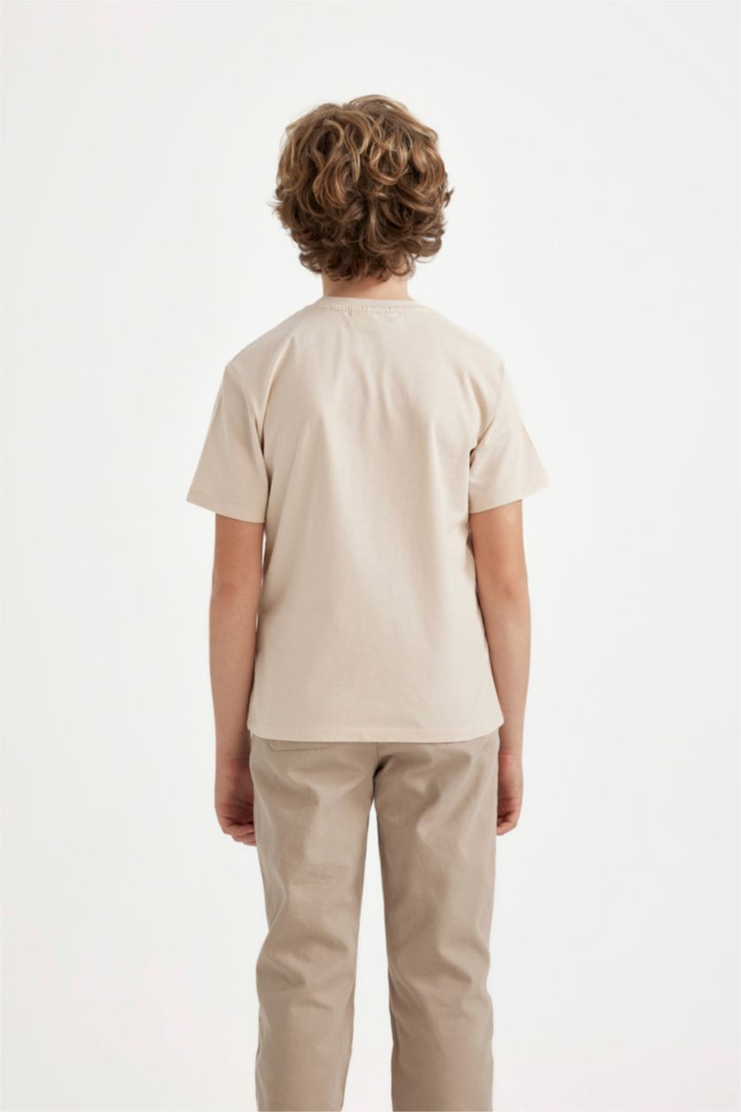 Erkek Çocuk - Genç Erkek Açık Taş Erkek Çocuk Batman Bisiklet Yaka Kısa Kollu Tişört