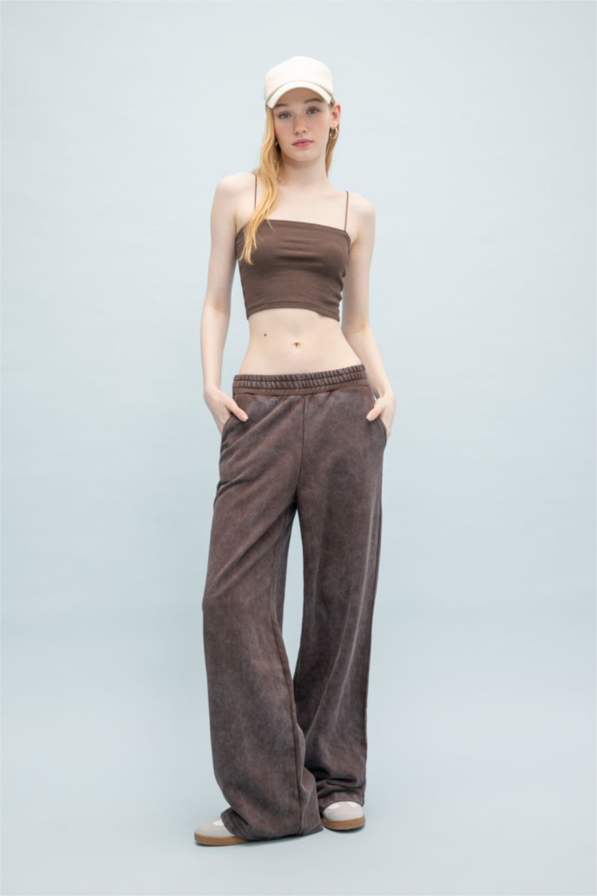 WOMAN Brown Wide Leg Washable Sweatpants