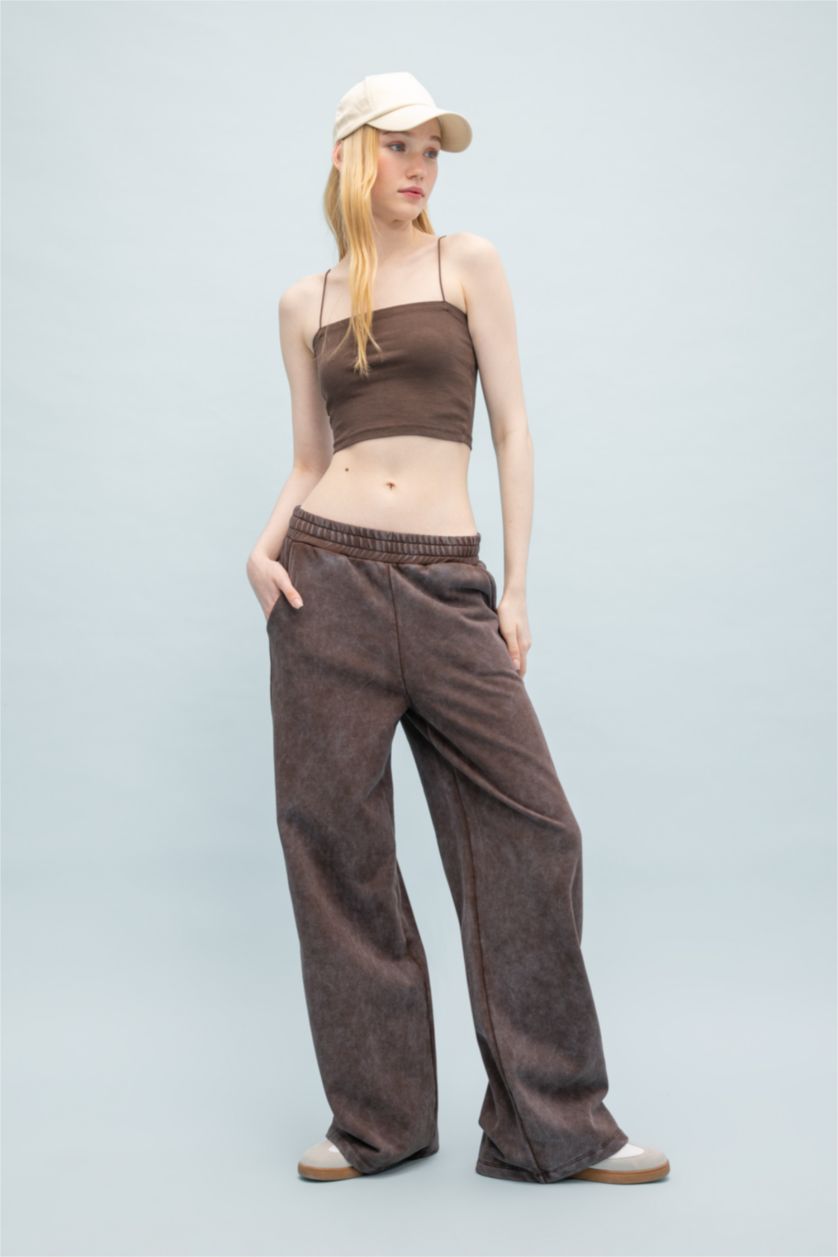 WOMAN Brown Wide Leg Washable Sweatpants