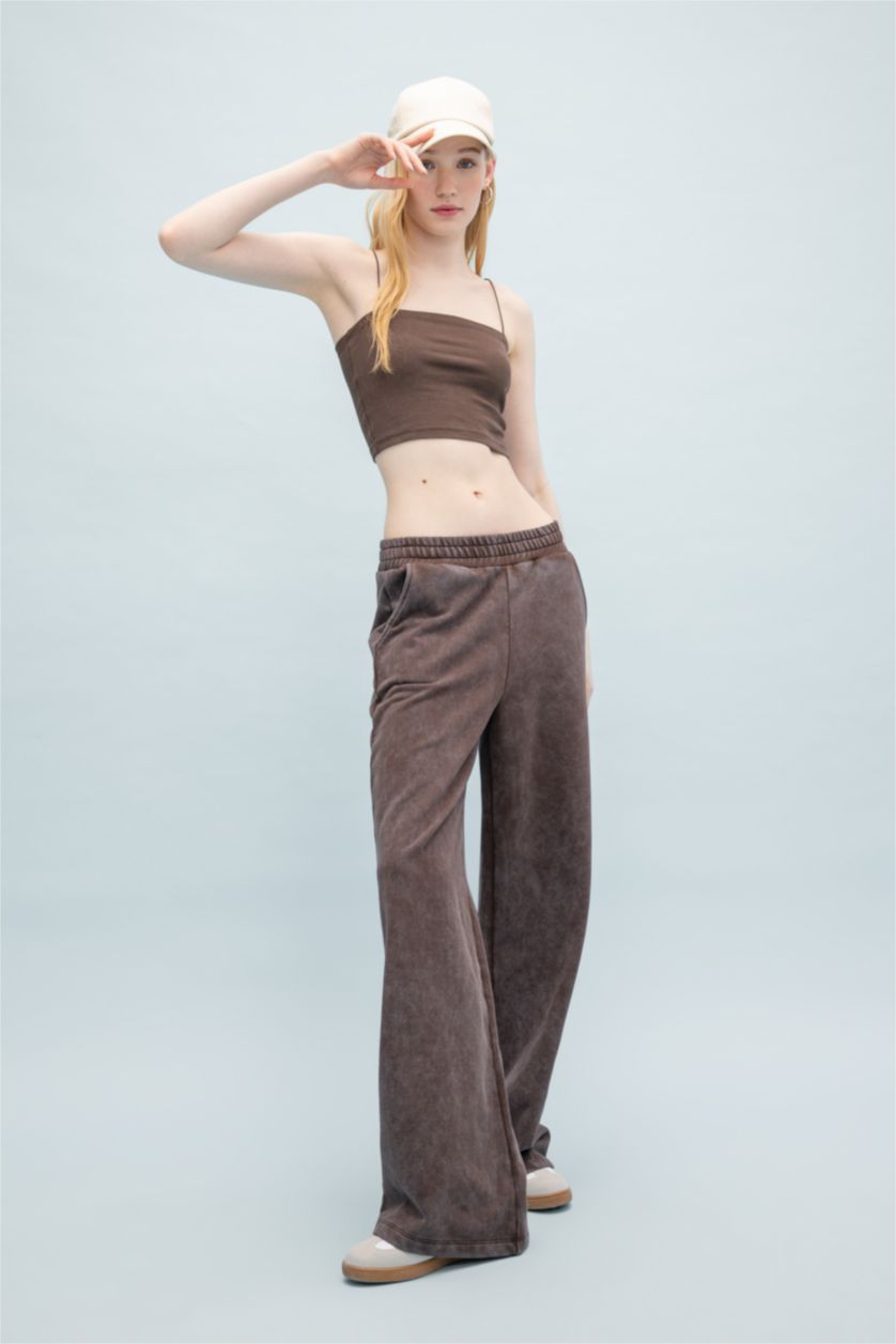 WOMAN Brown Wide Leg Washable Sweatpants