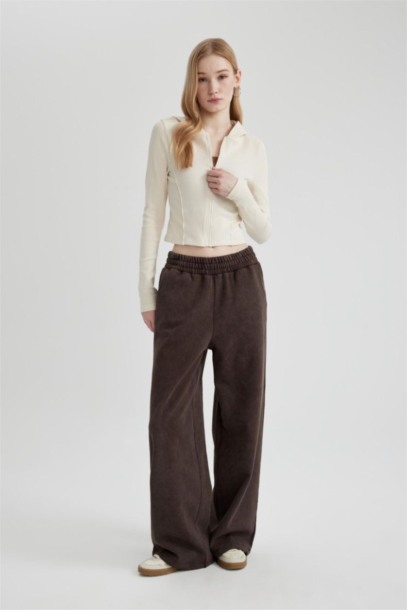 WOMAN Brown Wide Leg Washable Sweatpants