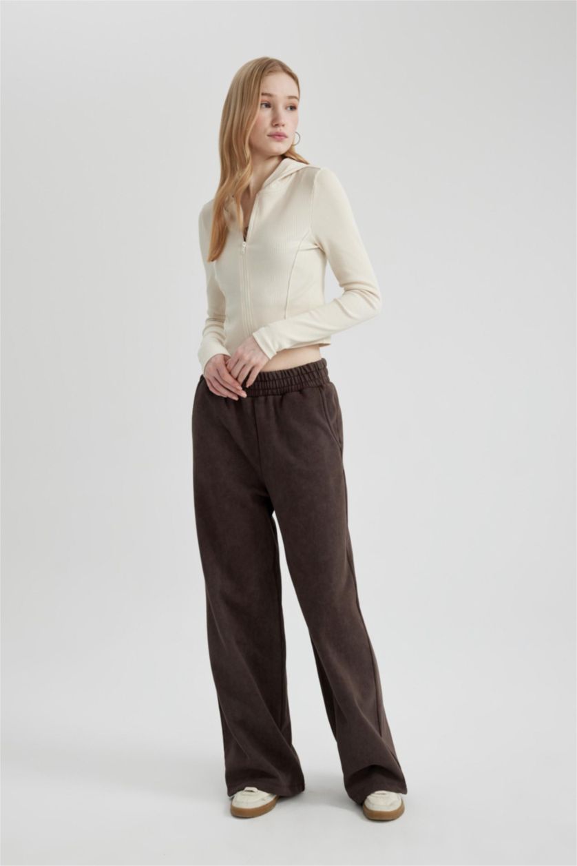 WOMAN Brown Wide Leg Washable Sweatpants
