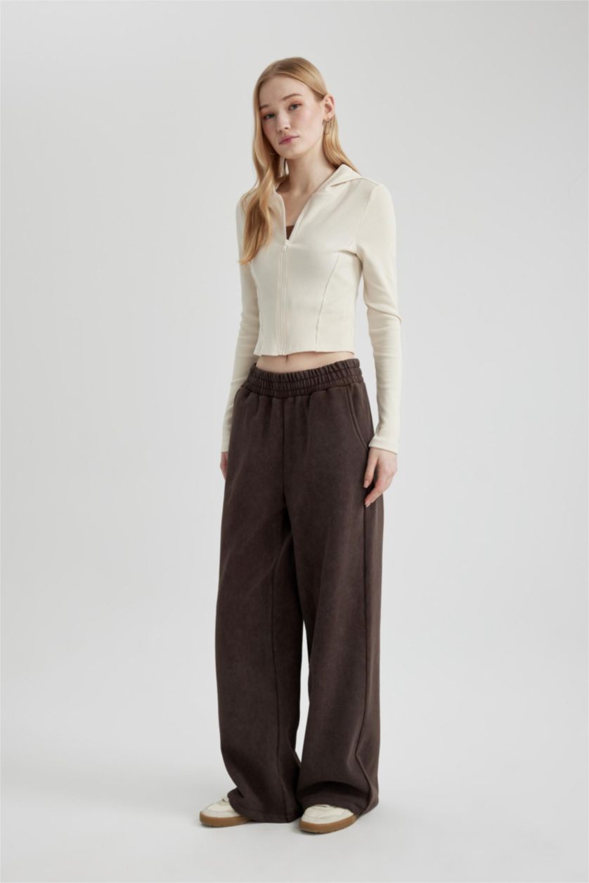 WOMAN Brown Wide Leg Washable Sweatpants