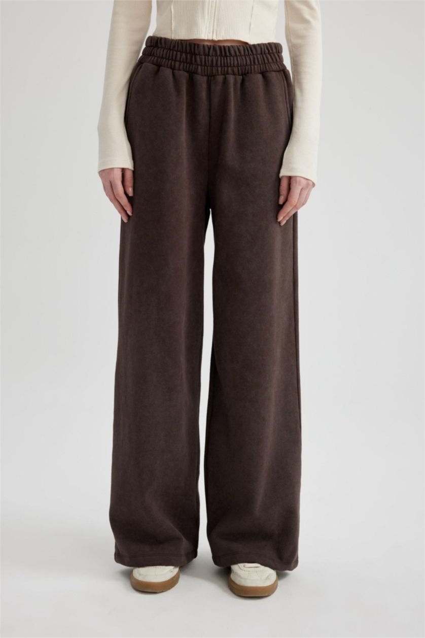 WOMAN Brown Wide Leg Washable Sweatpants