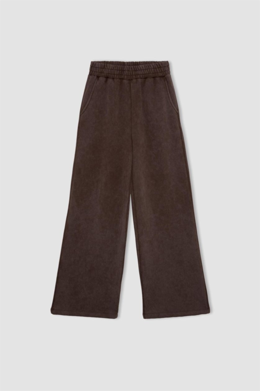 WOMAN Brown Wide Leg Washable Sweatpants