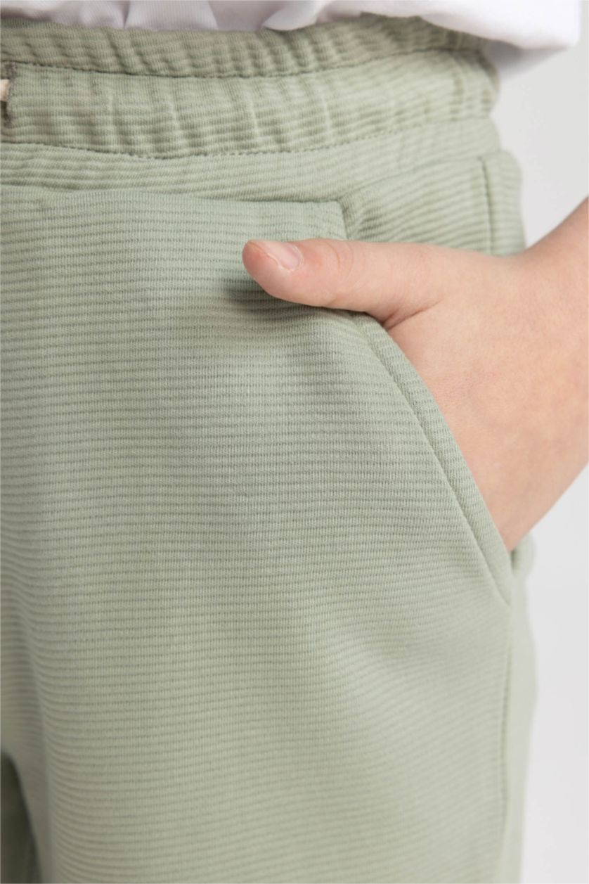 Erkek Çocuk - Genç Erkek Yeşil Basic Düz Bermuda Şort Erkek Çocuk