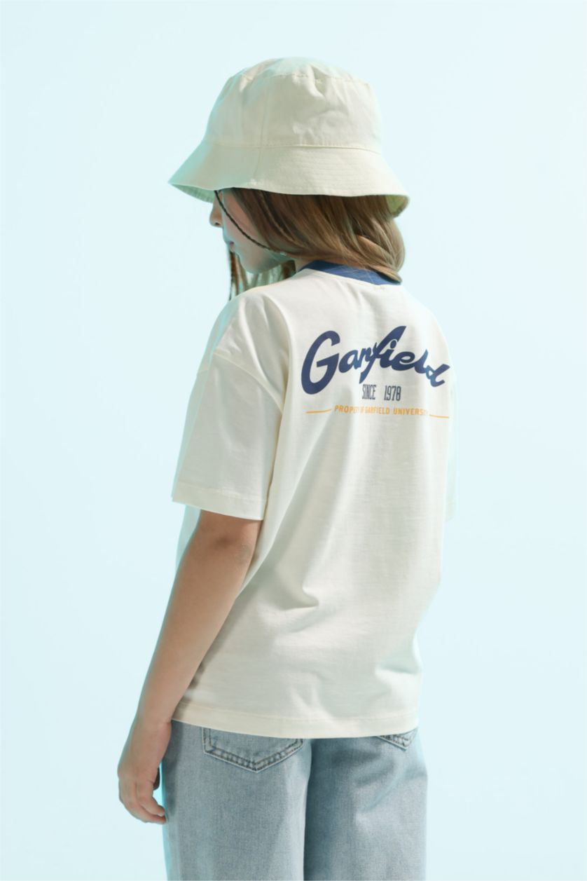 GIRLS & TEENS Ecru Girl Garfield Relax Fit Short Sleeve T-Shirt