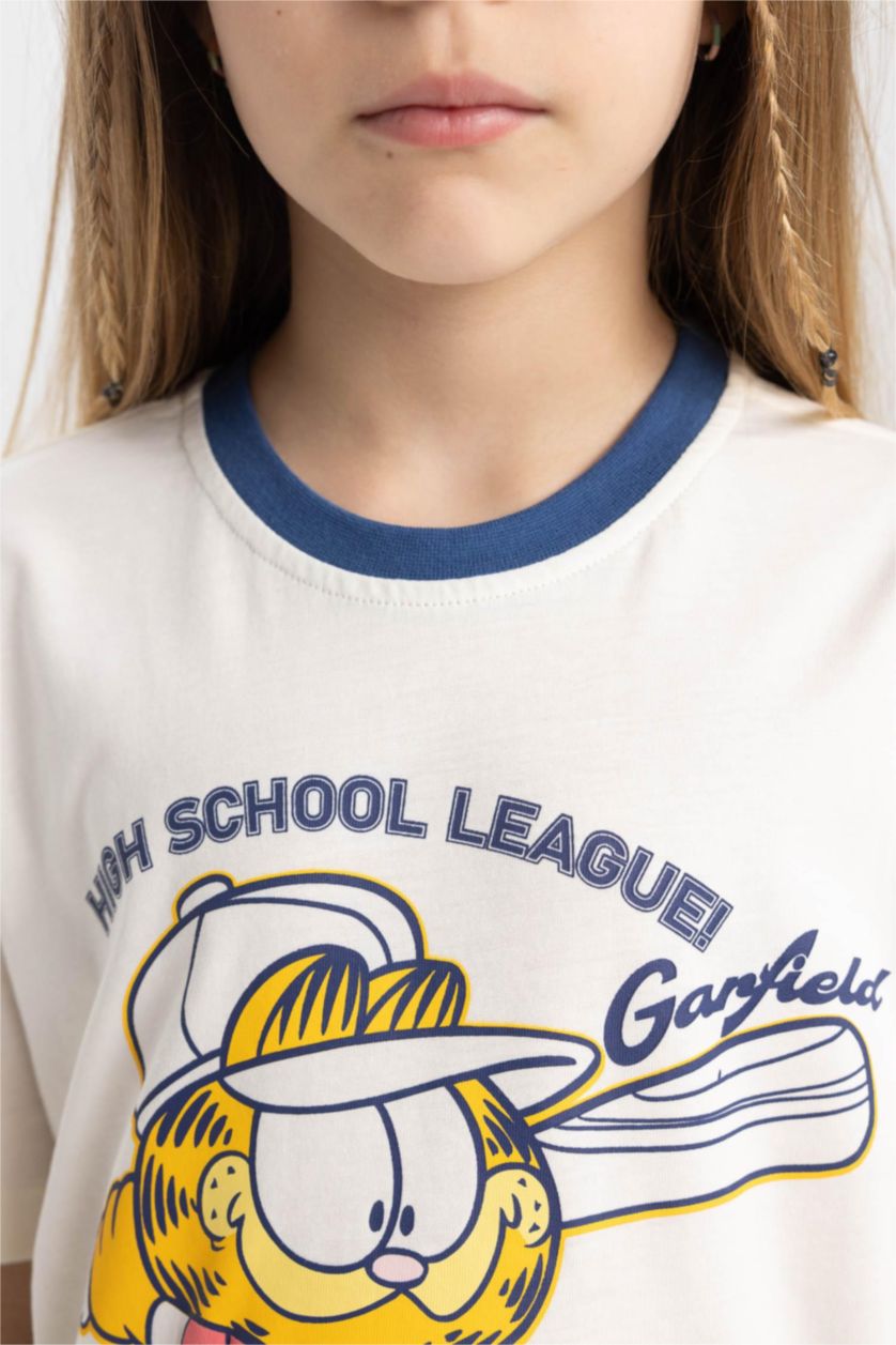 GIRLS & TEENS Ecru Girl Garfield Relax Fit Short Sleeve T-Shirt