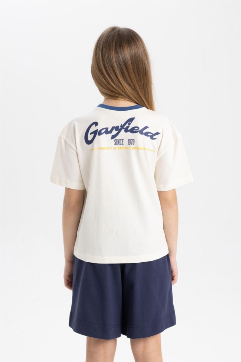 GIRLS & TEENS Ecru Girl Garfield Relax Fit Short Sleeve T-Shirt