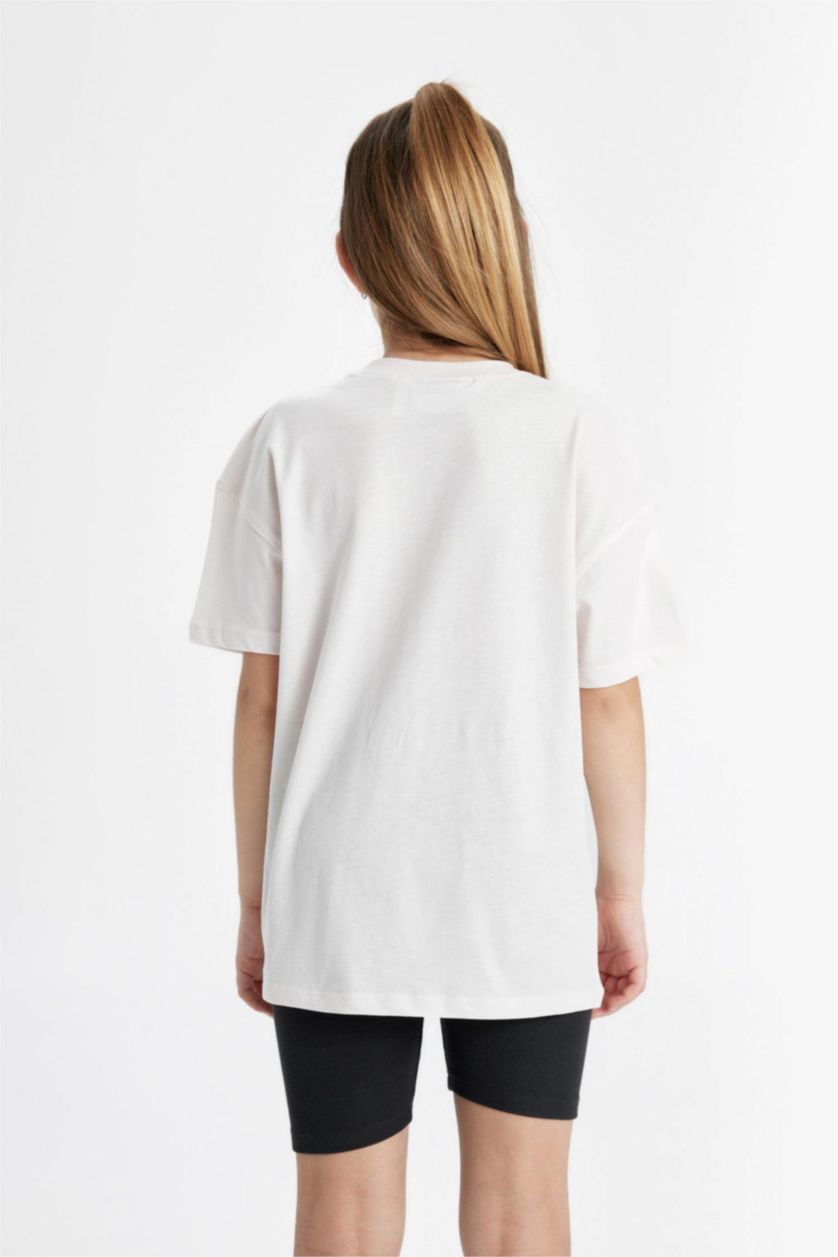 بناتي زهري فاتح تيشيرت بناتي نص كم اوفر سايز من توم وجيري