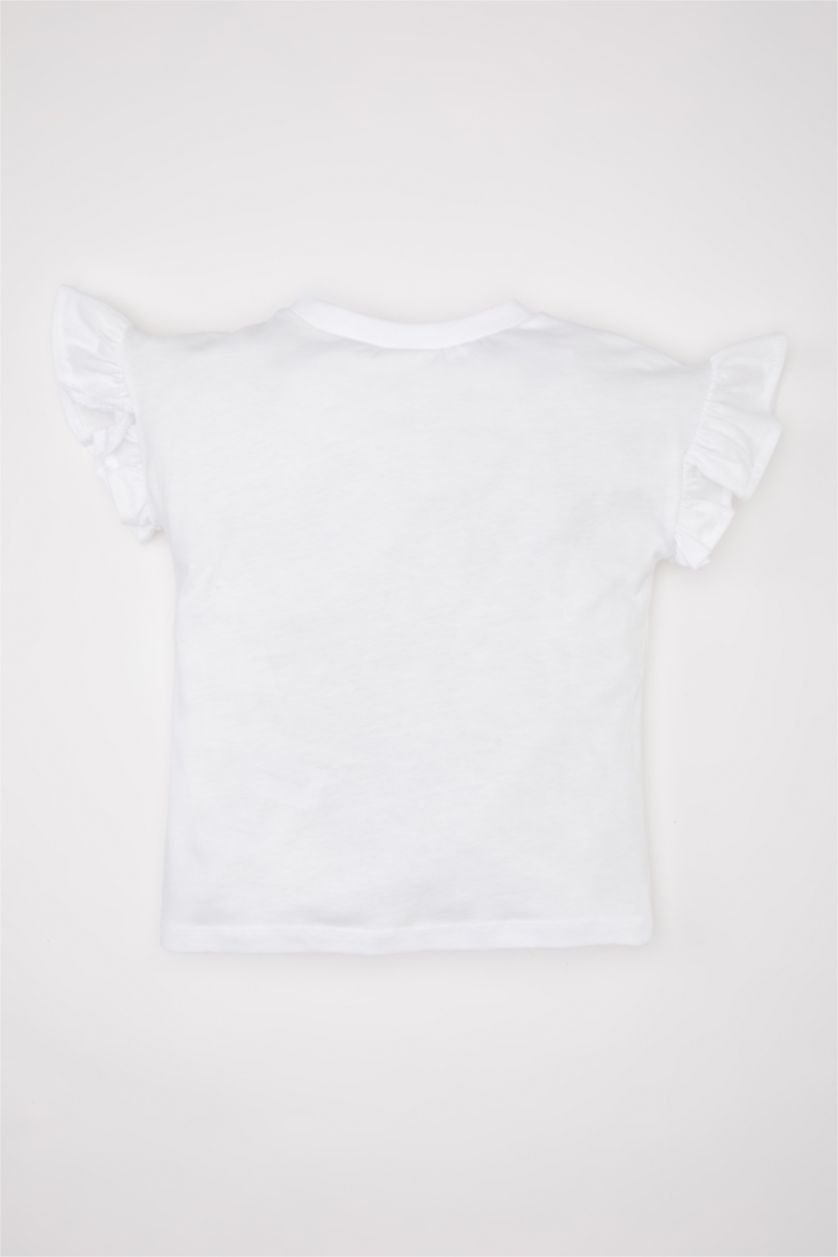 BABY GIRL White Baby Girl Crew Neck Printed Short Sleeve T-Shirt