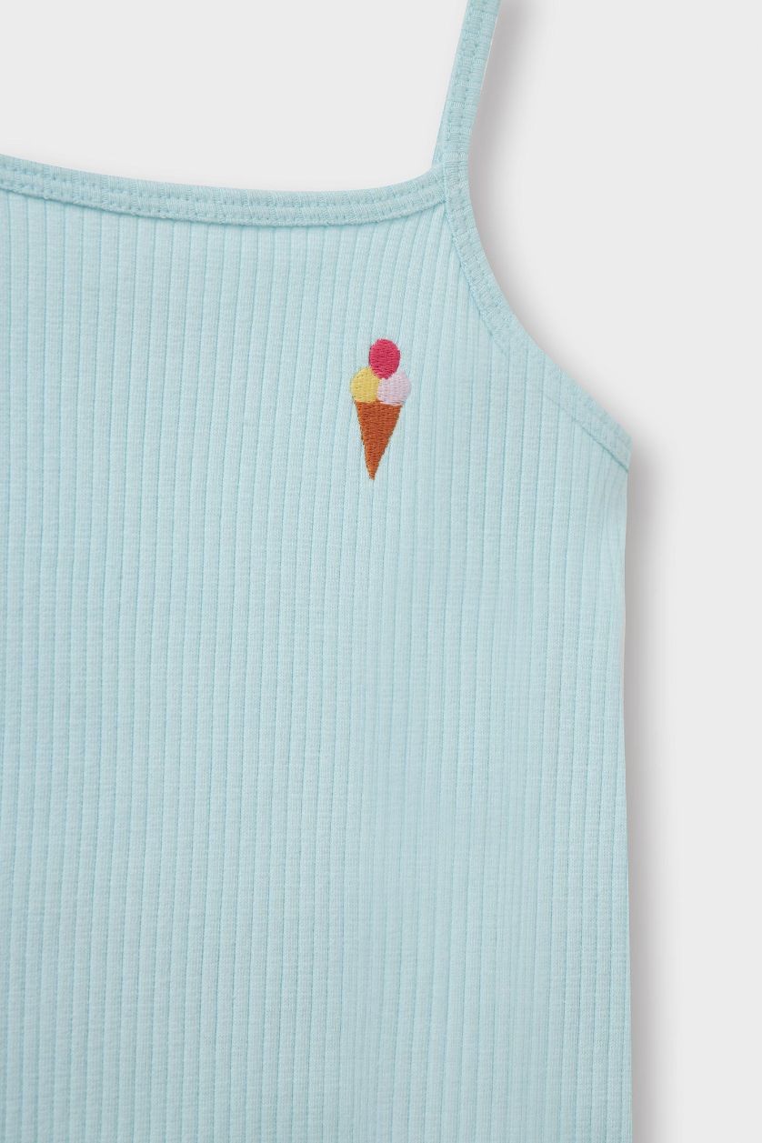 طفلة صغيرة أزرق فاتح طقم بيبي بناتي بطبعة ممتعة مضلع قصة عادية - قطعتين