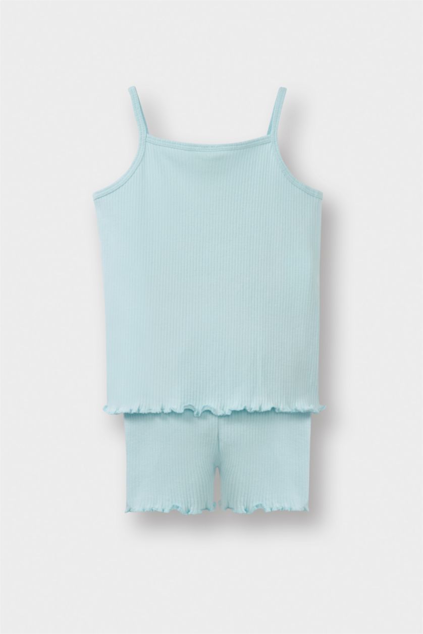 طفلة صغيرة أزرق فاتح طقم بيبي بناتي بطبعة ممتعة مضلع قصة عادية - قطعتين