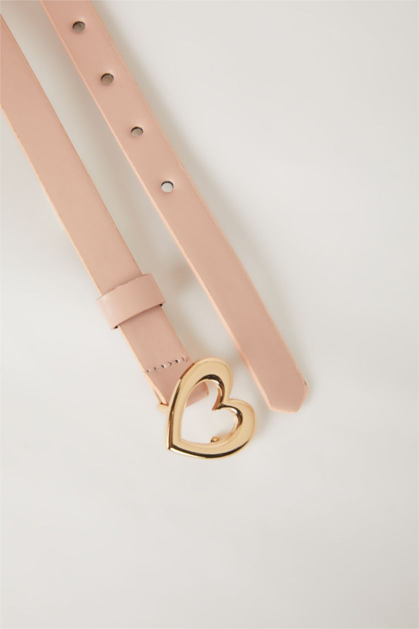 GIRLS & TEENS Pink Girl Oval Buckle Faux Leather Classic Belt