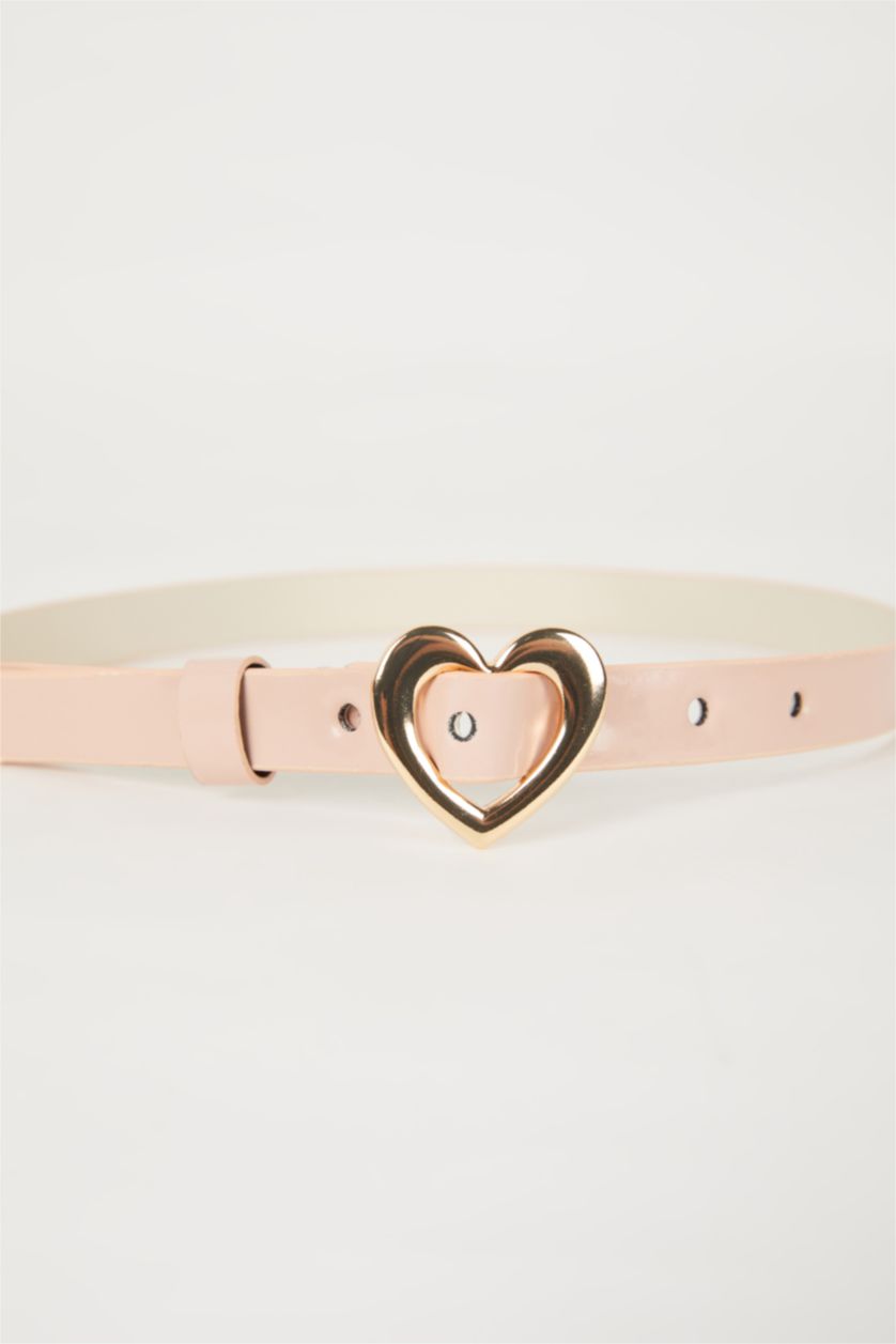 GIRLS & TEENS Pink Girl Oval Buckle Faux Leather Classic Belt