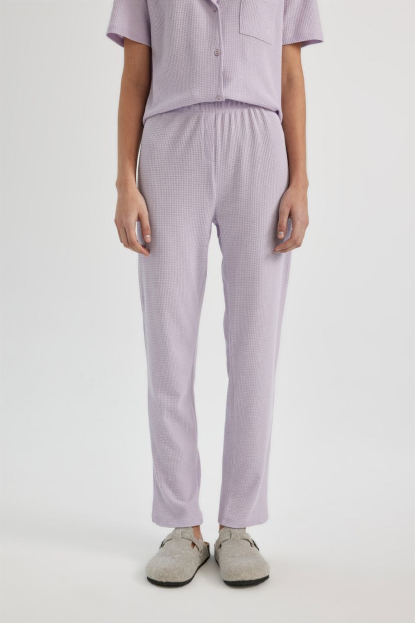 FEMME Violet Clair Bas de Pyjama Casual Gaufré coupe régulière Fall in Love