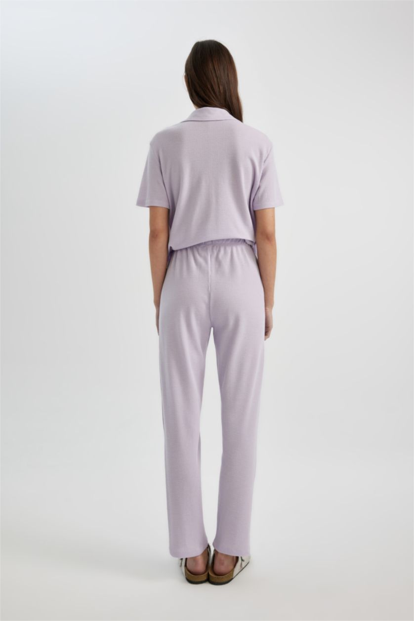 FEMME Violet Clair Bas de Pyjama Casual Gaufré coupe régulière Fall in Love
