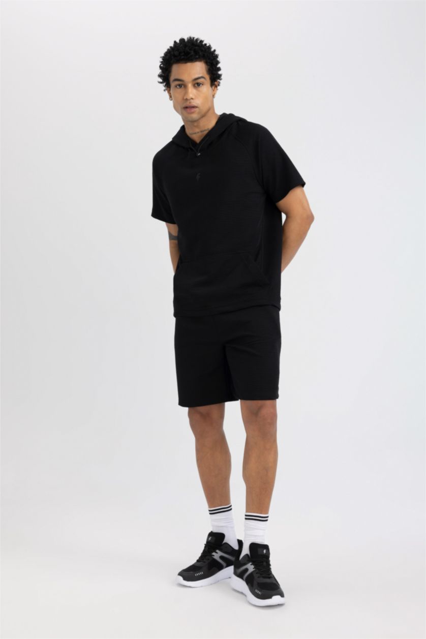 Man Black DeFactoFit Standard Fit Short Leg Shorts