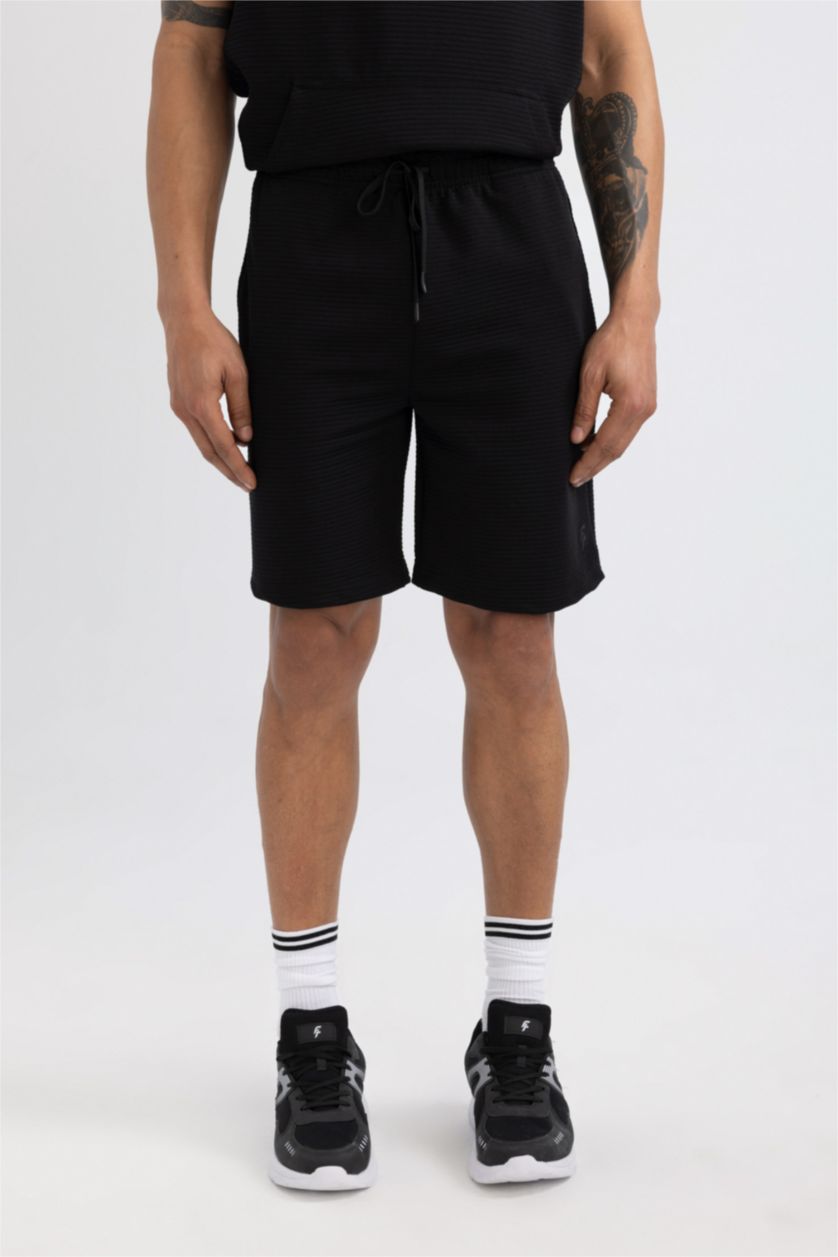 Man Black DeFactoFit Standard Fit Short Leg Shorts