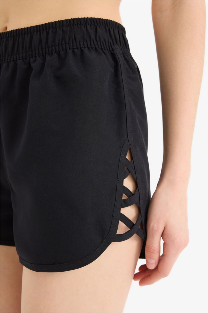 Әйелдерге қара Fall in Love қалыпты пішім Тоқымалы жүзу шолақ шалбар