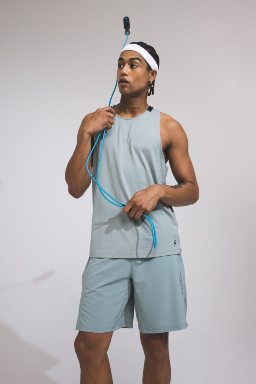 رجال رمادي فاتح كيمونة رياضي قصة عادية بياقة مستديرة من DeFactoFit