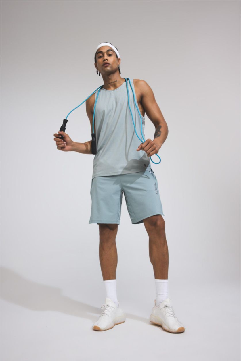 رجال رمادي فاتح كيمونة رياضي قصة عادية بياقة مستديرة من DeFactoFit