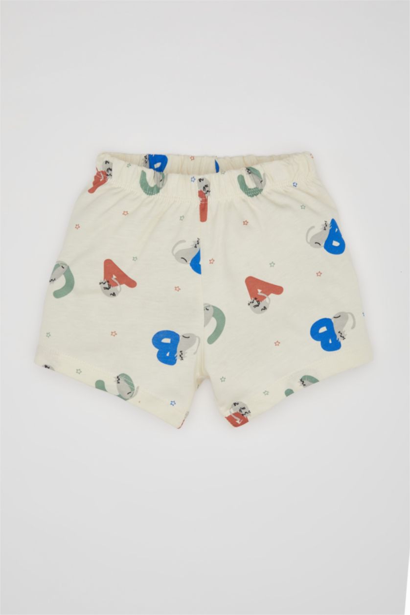 BABY BOY Ecru Baby Boy Printed Cotton 2 Piece Pajama Set