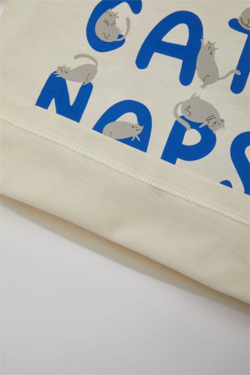 BABY BOY Ecru Baby Boy Printed Cotton 2 Piece Pajama Set